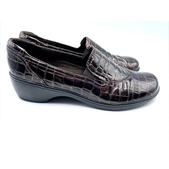 Clarks Bendables MAY POPPY Brown Croc Embossed Slip On Loafers WOMENS SIZE 9.5N - Picture 5 of 7